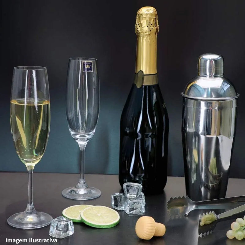 Conjunto Elegance 6 Taças – Cristal Bohemia Titanium para Champanhe 220ml