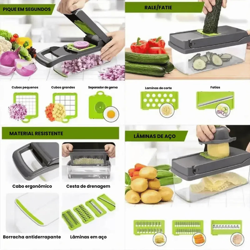 Slicer Gourmet 14 em 1 – Fatiador, Cortador e Ralador