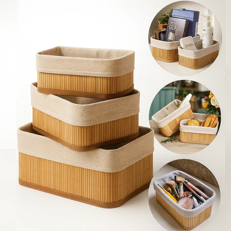 Cesto Organizador de Roupa em Bambu – Design Sofisticado com Tampa.