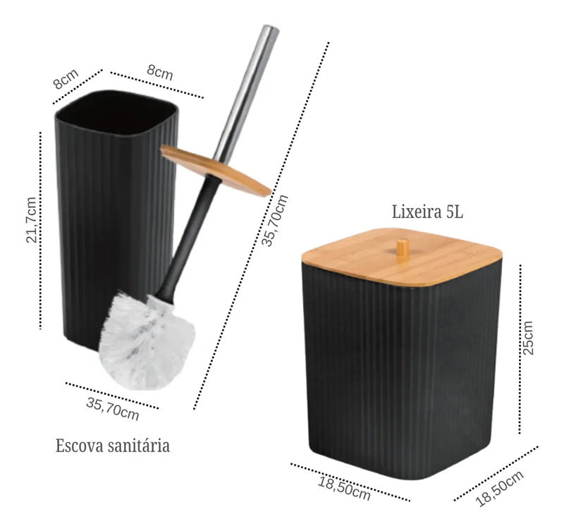 Kit Banheiro Luxo  – Estilo Moderno com Bambu Natural