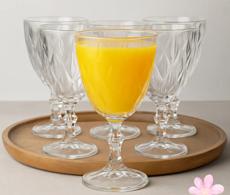 Conjunto Diamante 6 Taças 340ml – Vidro Bico de Jaca com Acabamento Fino