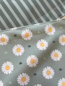 Kit Jogo Americano Elegance – Impermeável Dupla Face Margaridas Verde