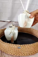 Kit Vidros Lavabo Branco Luxo C/ Enfeite Difusor E Sabonete