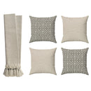 Kit Decoração Egípcia: Manta Bege + 4 Capas Luxuosas – Estilo e Aconchego