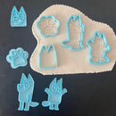 Kit Infantil Bluey – Cortadores e Carimbos para Cookies e Pasta Americana