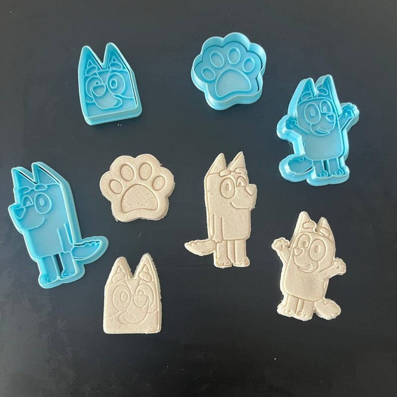 Kit Infantil Bluey – Cortadores e Carimbos para Cookies e Pasta Americana