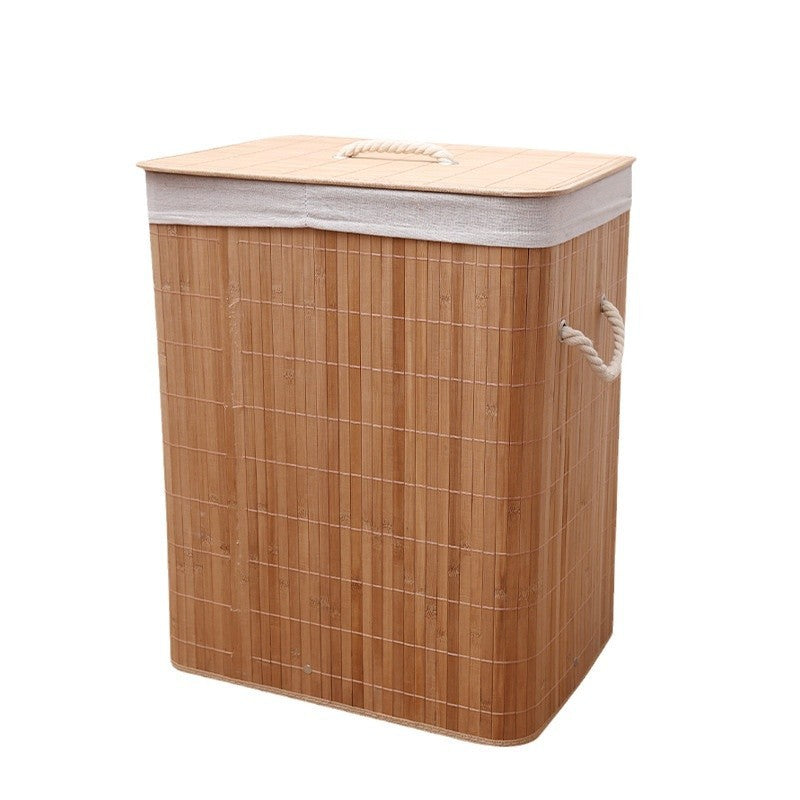 Cesto Organizador de Roupa em Bambu – Design Sofisticado com Tampa.