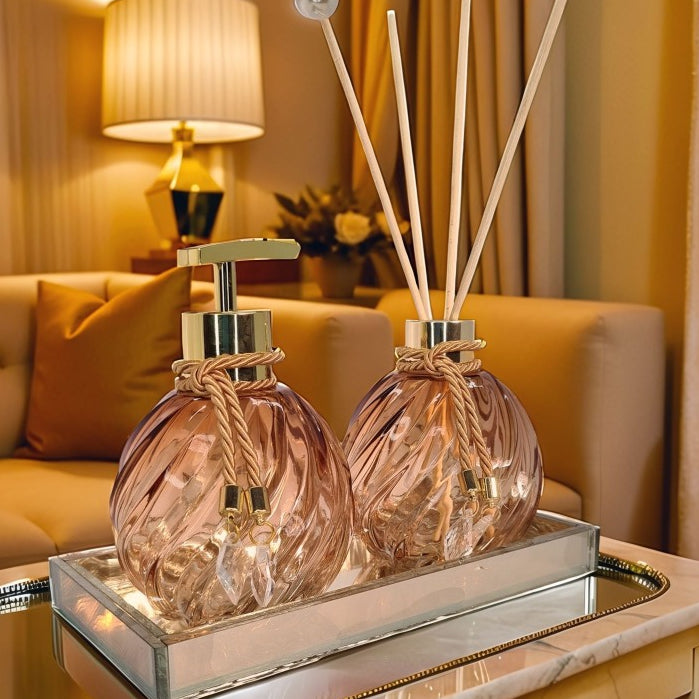 Kit Lavabo Completo 3 Peças Vidro 300ml Com Bandeja | Luxo Decoração Banheiro Casa Nova Oferta