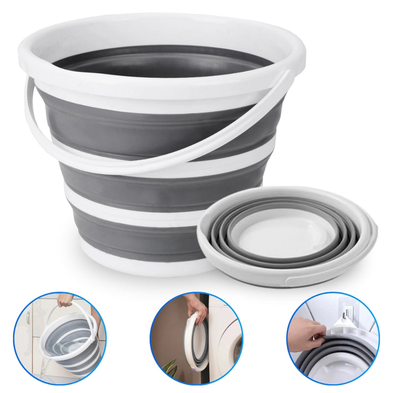 Kit 2 Baldes Retráteis 10 Litros Premium – Compacto, Resistente e Moderno.