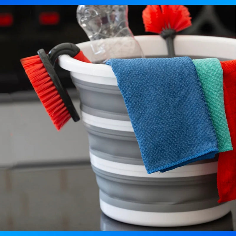 Kit 2 Baldes Retráteis 10 Litros Premium – Compacto, Resistente e Moderno.