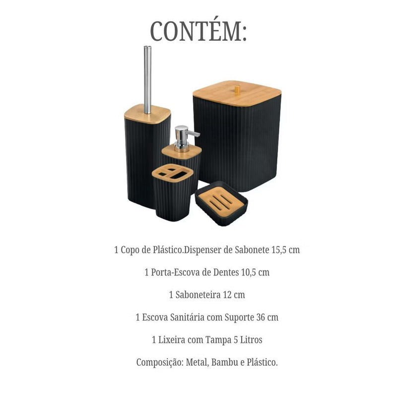 Kit Banheiro Luxo  – Estilo Moderno com Bambu Natural