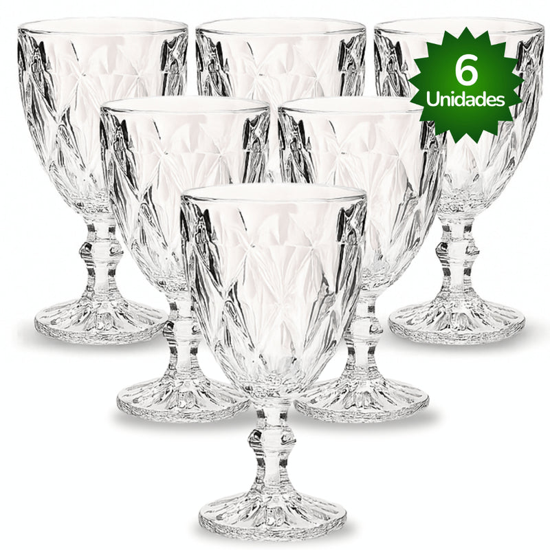 Conjunto Diamante 6 Taças 340ml – Vidro Bico de Jaca com Acabamento Fino