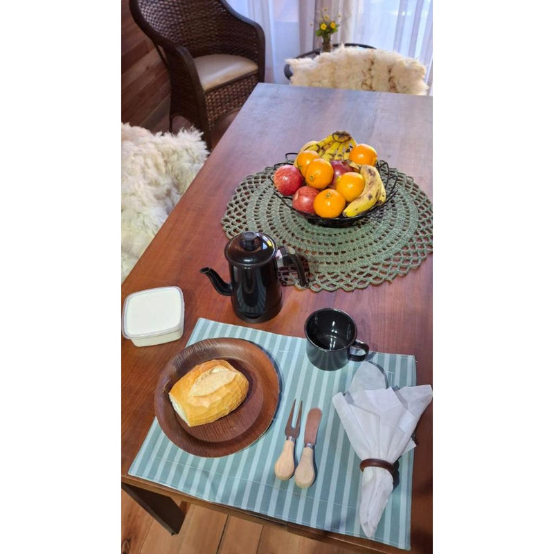 Kit Jogo Americano Elegance – Impermeável Dupla Face Margaridas Verde