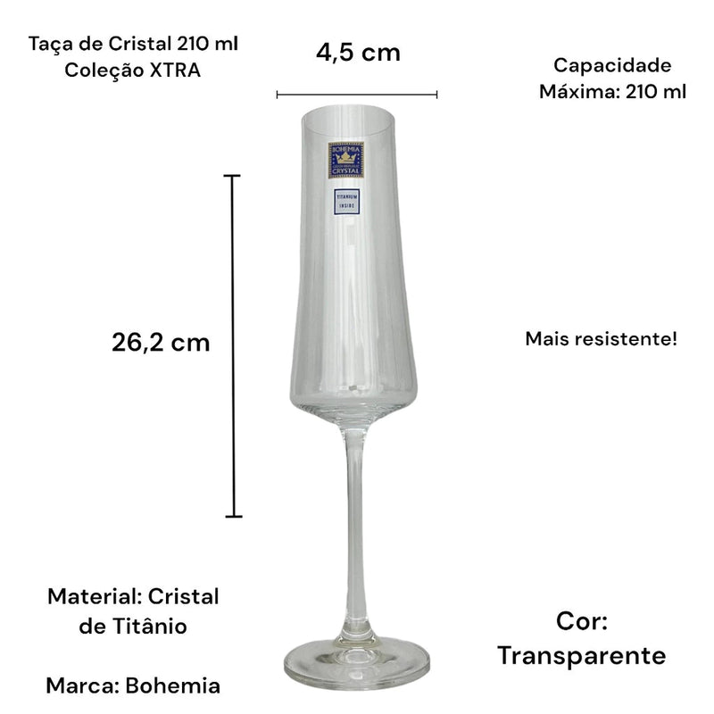 Taças para Champanhe Xtra – Jogo com 6 em Cristal Ecológico 210ml